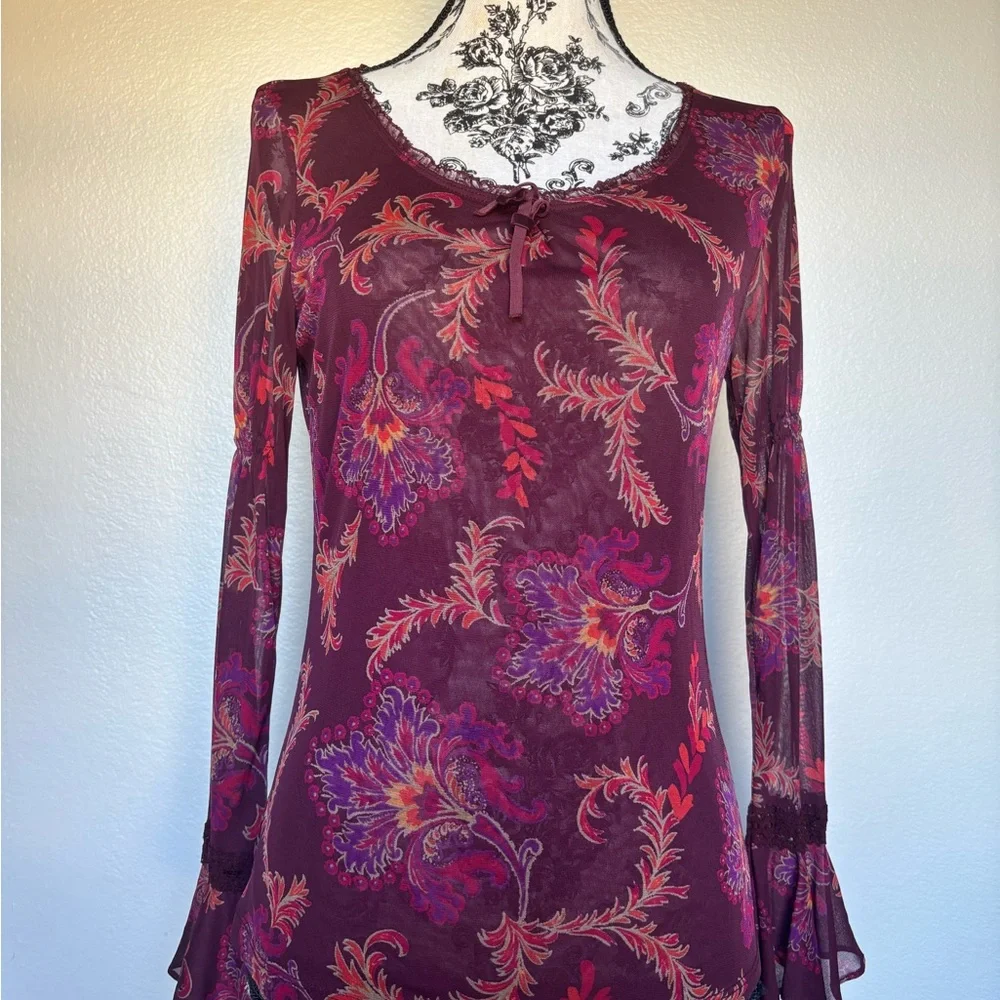 Express Burgundy Floral Blouse - Picture 12 of 13